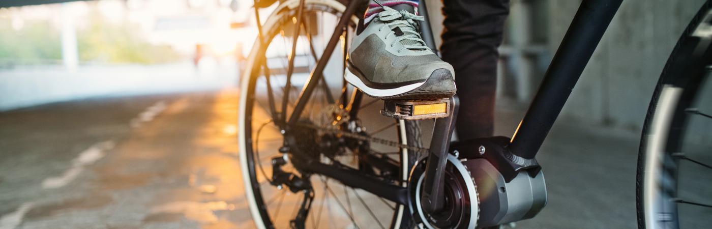 Man rides bicycle