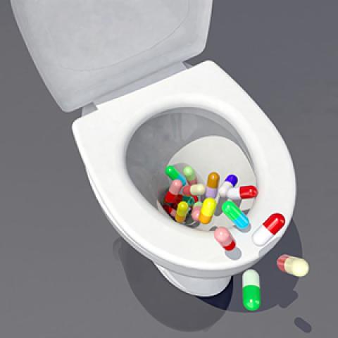 pills and toilet