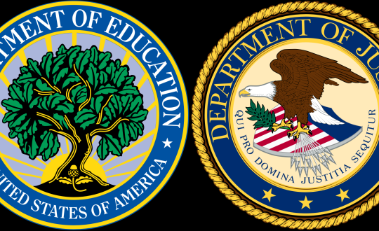 Education Department and Justice Department seals