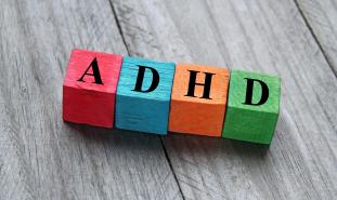 ADHD written on color blocks