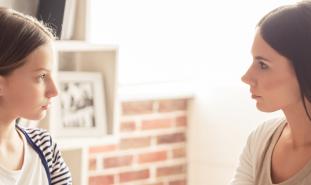 mother and daughter talking