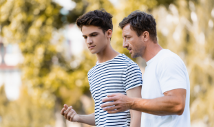 Father talks to teen son