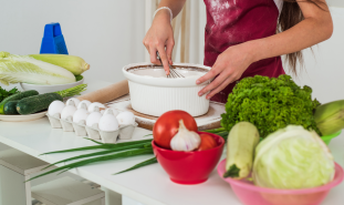 Teen prepares food