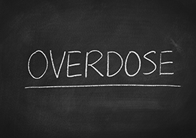 overdose text on chalkboard